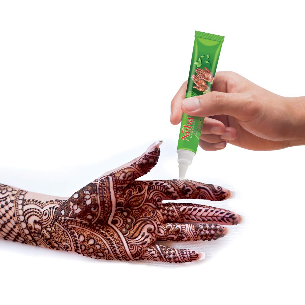 Neha Herbal Fast Color Henna Tubes Pack Of 1 (25gx10 Tubes) For Quick Dry Temporary Body Art And Hand Foot Designs, 25 G Each Tube Red Shade
