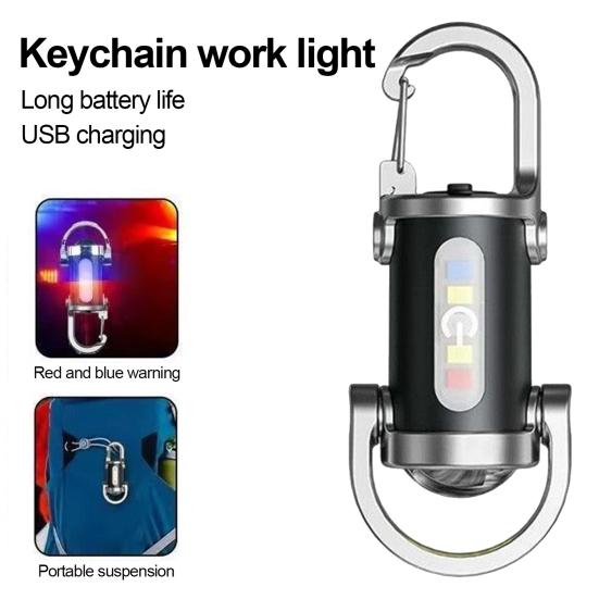 Mini Flashlight 5 Lighting Modes Dual Light Source Waterproof Rechargeable Keychain Flashlight Camping LED Torch