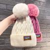 Plush Winter Knitted Hat Fleece-lined Warm Female Beanie Hats Fashion Knitted Cap For Women Girl's