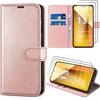 Case - E.F.CONNECTION - For Xiaomi Redmi Note 13 5G - Pink - Shockproof PU Leather Case - 2 Tempered Glasses