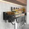 Kitchen Organizer Shelf Wall-mounted Spice Storage Rack Kitchen Knife Holder Wall Seasoning Chopstick Spoon Shovel Storage