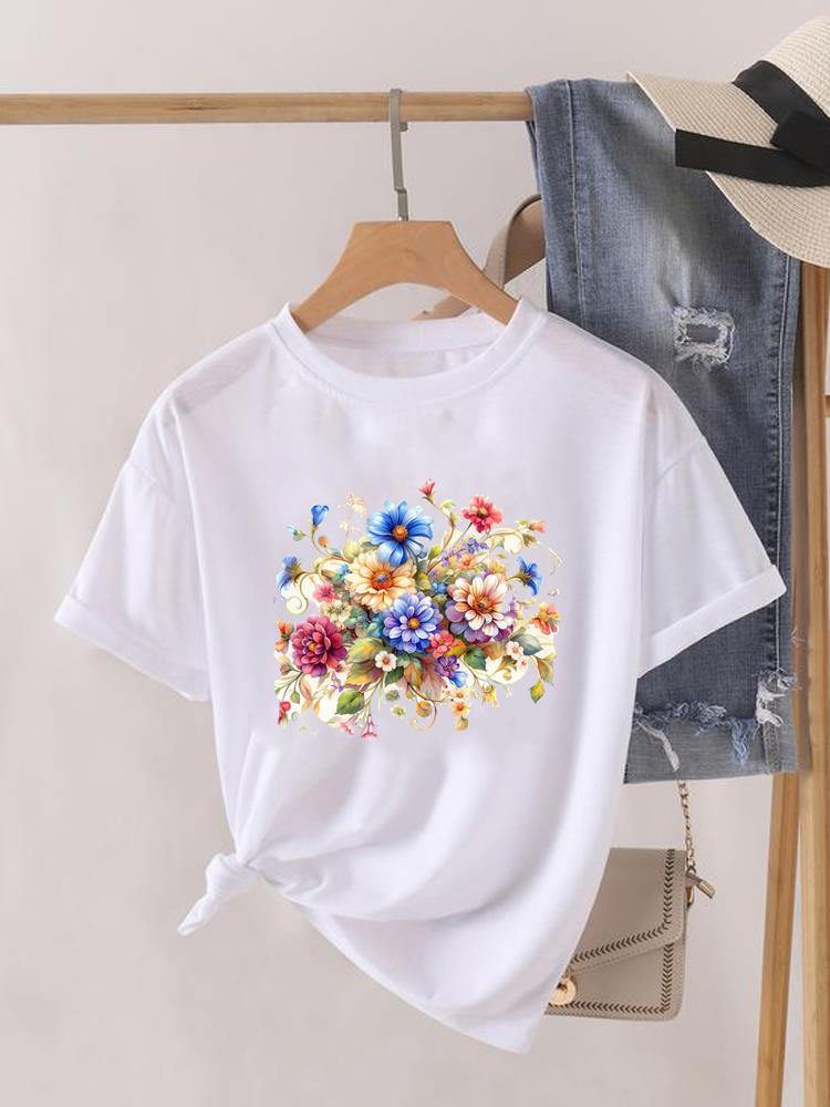 (Asian Size) Love Letter Trend Cute Short Sleeve T Shirt O-neck Tee Clothing Top Casual Fashion Print Lady Female Women Graphic T-shirts