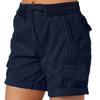 Women Shorts High Waist Adjustable Drawstring Cargo Shorts with Pockets Solid Color Summer Casual Shorts Daily Wear
