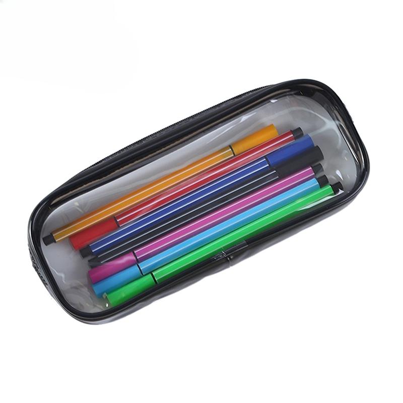 1Pc Soft Plastic Transparent Pencil Case Student Pvc Clear Pen Bag Transparent Bag Office Student Supplies