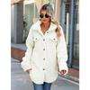 Autumn and Winter Women's Coat Lapel Long-sleeved Loose Buttons Fake Pockets Non-iron Long Plush Coat