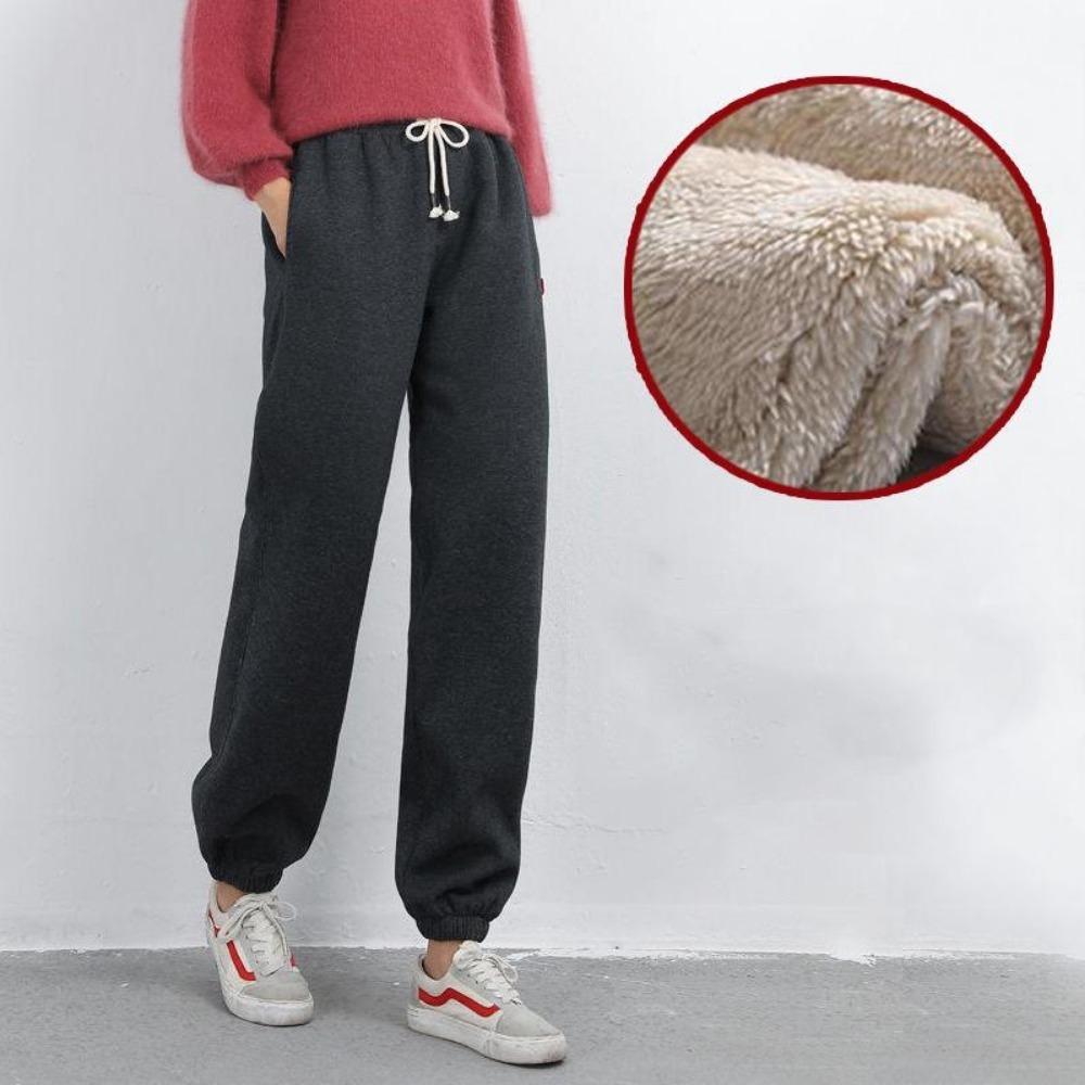 Winter Loose Casual Pants Lambskin Thick Warm Pants Sports Pants Female Students Wear Leggings