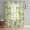 Summer Lemon Leaves Flowers Sheer Curtains Window Tulle Curtains For Living Room Bedroom For Kitchen Veiling Curtains Decoration