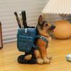 Hand-painted Dog Pen Holder With Backpack Desktop Storage Container Resin Dog Statue Office