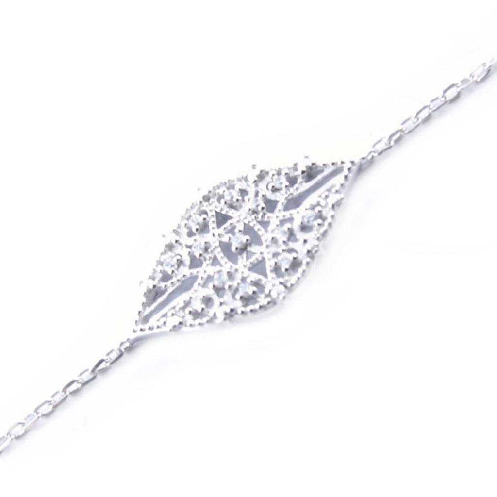 Les Trésors De Lily [L3885] - White 'Carmen' Silver Bracelet
