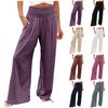 Women's 9-pant Casual Loose High Waist Cotton Linen Wide Leg Long Pants With Pockets