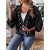 Women's Short Fall/winter Beaded Casual Loose Unbuttoned Sweater