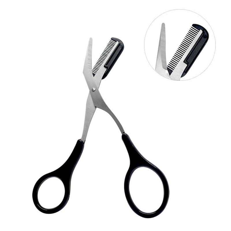 3 Color Eyebrow Trimmer Scissor with Eyelash Comb Hair Scissors Stainless Steel Eyebrow Shaver Razor Grooming Makeup Accessories