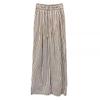 Women's Korean Pinstripe Wide-Leg Pants - Summer Casual, Loose Fit, Elastic Waist & Drawstring, Textured Straight-Leg.