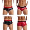 Mens Wet Look Latex PVC Leather Shorts Convex Pouch Boxer Brief Clubwear Hot Pants