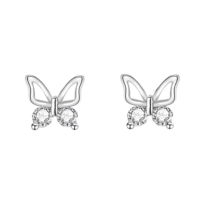 Butterfly Zirconia Silver Earrings, Women's Earrings, Teen Girl Earrings, 925 Sterling Silver Zirconia Earrings, Metal Allergy-free, Can Be Used As a