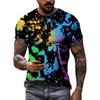 Summer New Fashion Color Graffiti Men's T-shirt 3D Trend Personality Hip Hop Harajuku Printing Round Neck Short Sleeve Tees Tops