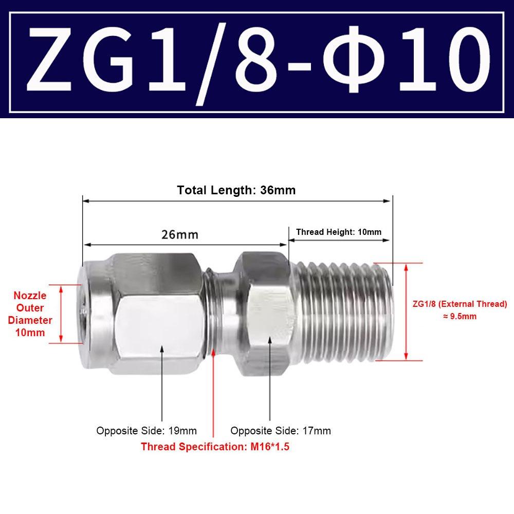 1Pcs Stainless Steel Quick Fitting 304 SS Metric ZG Pipe Fitting Tube Connector for Oil Water Gas