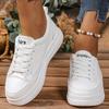 Fashion White Round Toe Sneaker Women Spring Autumn 2025 Lace-Up Walking Shoes Woman Daily Platform Female Sports Shoes
