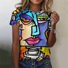 Summer Women's 3D Printing Art Graffiti Pattern T-shirt Short Sleeve Large Loose Short Sleeve