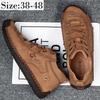 Men's Casual PU Leather Shoes Breathable Lace-up Flat Comfortable Large Size Moccasins 38-48