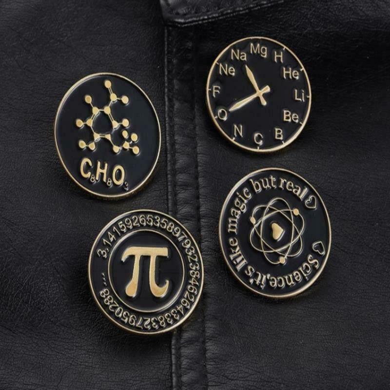 3cm For Teachers Student Black Letter Symbol Brooches Pin Periodic  Table