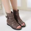 Roman Sandals Women's Wedge Heel 2025 Spring Fashion New Fish Mouth Middle Heel Women's Shoes Inner Height Increase Belt Buckle Cool Boots