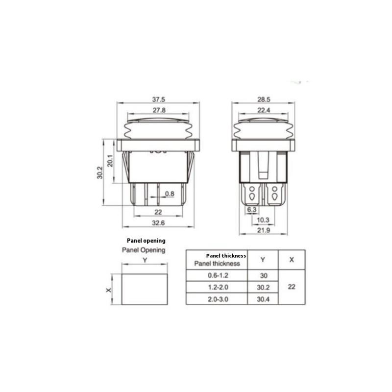 1 Piece T85 6Pin On Off On 12V 220V Red Green Blue Light Kcd4 Heavy Duty 16A 250Vac 30X22Mm Waterproof Rocker Push Switch