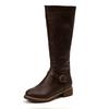 Women Knee High Boots Fashion Low Heels Square Platform Long Brown Black Leather Zip Winter Women Warm Shoes Booties