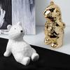 Nordic Creative Light Luxury Electroplated Ceramic Bear Ornaments Animal Living Room Children's Room Desktop Home Soft Decorations