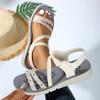 Fashion Women Roman Sandals 2025 Summer New Round Toe Open Toe Shoes Women One Strap Anti-slip Low Heel Flats Sandals Sandalias De Mujer