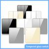 EU RU UK Standard 1/2 Way Wall Light Switch Luxury Full Tempered Glass Panel ON OFF Power Push Button Switch1/2/3/4 Gang Type 86