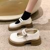 Foreign Trade White Retro Pearl Small Leather Shoes Women's 2025 Summer Shallow Mouth Versatile College Style Thick Sole Round Head Mary Jane Shoes