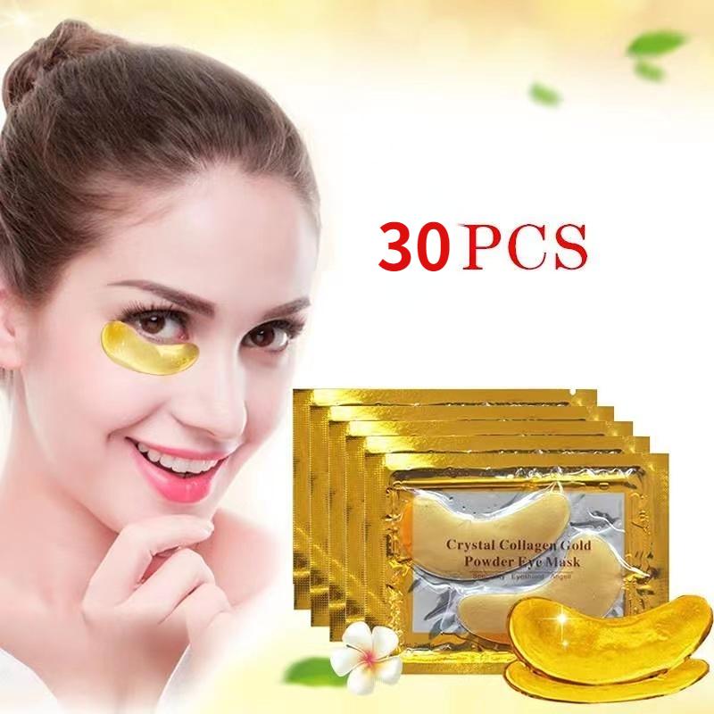 30pcs Gold Eye Mask Patches Crystal Collagen Anti Aging Remove Puffiness Dark Circles Moisturizing Sleep Eyes Pads Gel Skin Care