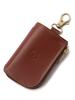 Key Case Leather Genuine Leather Cowhide Unisex Zip Type Red Brown Women's Men's