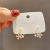 Light Luxury Imitation Pearl Flower Stud Earrings Ladies Fashion Crystal Elegant Jewelry Party Gift