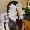Women Elegant Large Chiffon Silk Hair Clips High Quality Pearl Mesh Bubble Hair Barrettes for Thick Thin Hair