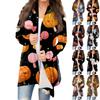 Women's Fashion Casual Halloween Printed Mid-Length Irregular Hem Cardigan Jacket