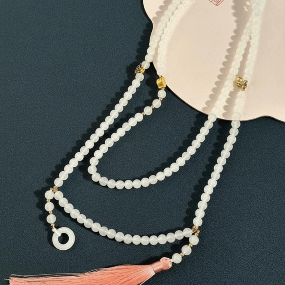 108 Beadeds Fringe Chinese Style Necklace Traditional Cheongsam Sweater Chain Necklace  Women Girls