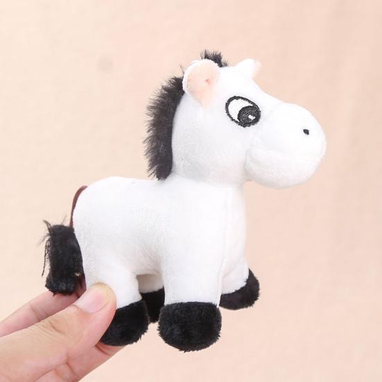 Cute Cartoon Plush Horse Doll Keychain Miniature Stuffed Animal Keyring Bag