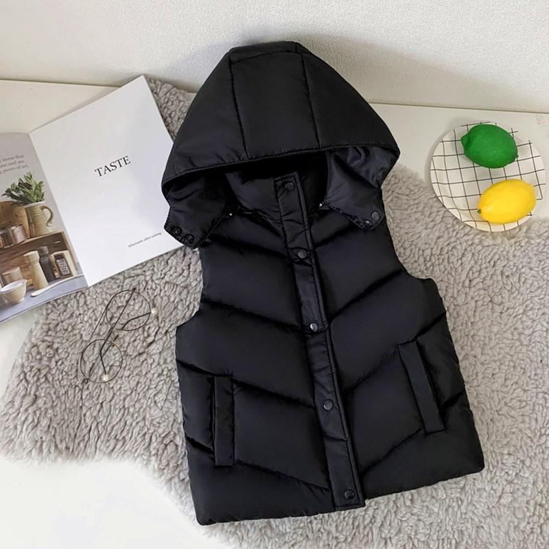Winter Sleeveless Jacket for Children Clothes Thicken Hooded Down Cotton Vest for Boys Girls Kids Waistcoat Coat