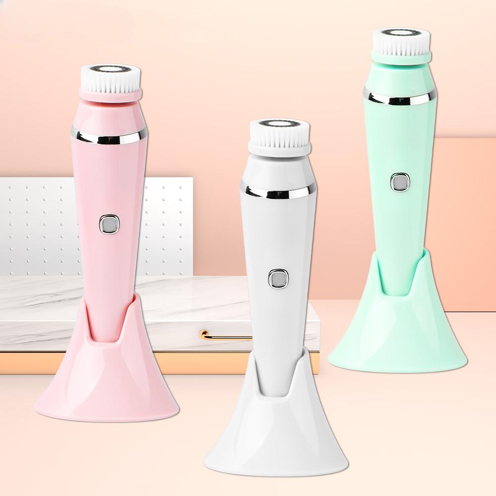 4 In 1 Electric Face Cleansing Brush for Facial Skin Care Wash Sonic Vibration Massage Tool Acne Pore Blackhead Silicone Cleaner