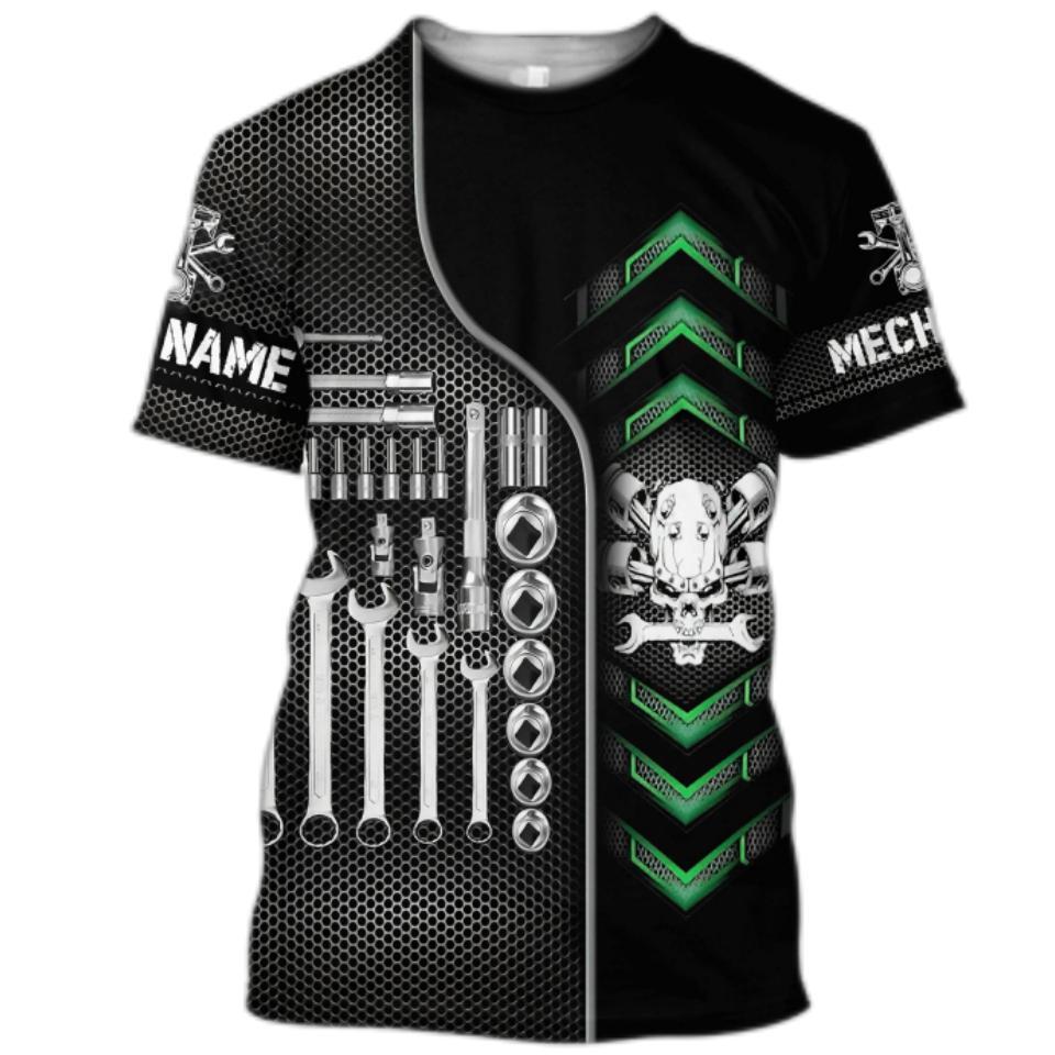 2023 Summer Fashion Mens T Shirt Personalized Name Mechanic 3D All Over Printed Tops Unisex Tshirts Street Casual Sports T-shirt