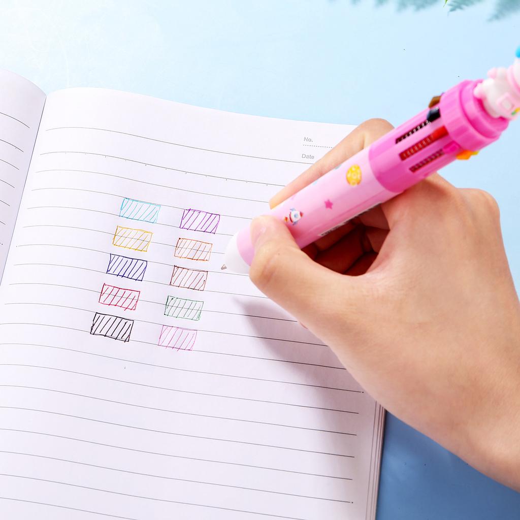 Return To School Season 5pcs Astronaut Model Ten Color Ballpoint Pen Student Hand Account 10 Color Pen Creative Astronaut Press Color Multicolor Pen