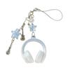 Trendy Headphone Shaped Keychain Bag Ornament Phone Lanyard Feature Star Music Notes for Students and Music Lovers
