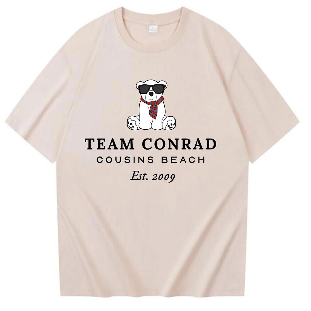 TEAM CONRAD COUSINS BEACH Print Cotton T Shirt Fashion Casual Loose Short Sleeve Streetwear Tops Unisex Oversized