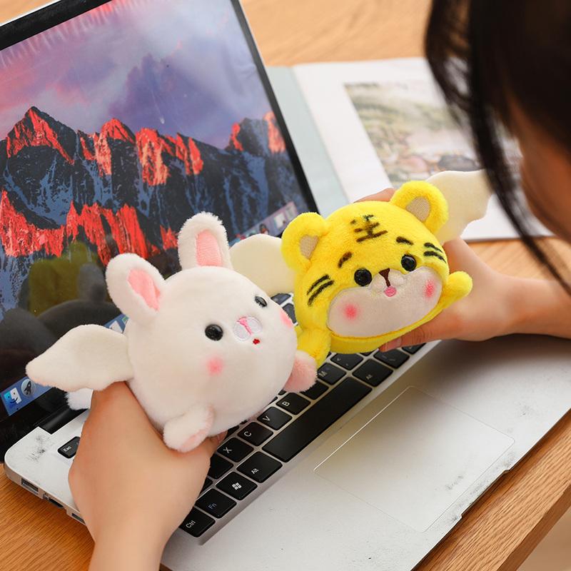 12cm Kawaii Tail Wagging Cat Dog Dinosaur Raccoon Plush Toys That Wag Their Tails By Pulling On A String Without Using Batteries