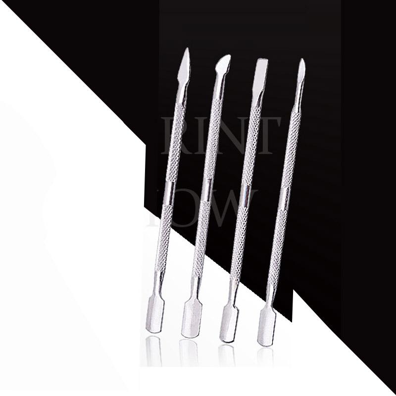 4Pcs/lot Double Sided Finger Cuticle Pusher Dead Skin Nail Art Remover Cuticles Stainless Steel Pedicure Manicure Cleaner Tools