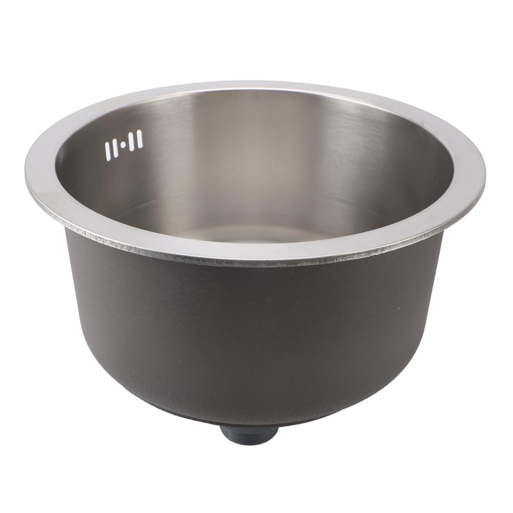 Kitchen Sink 304 Stainless Steel Brushed Single Bowl Rust Proof Round Sink for Home Bar 36cm