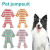 Dog Jumpsuit Round Neck Pet Cat Dog Striped Jumpsuits Four-legged Outfit