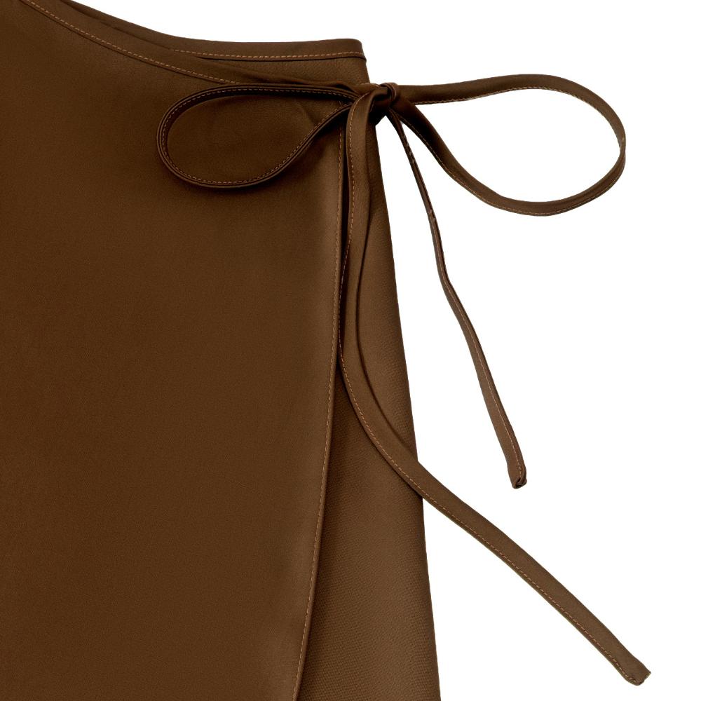 IHUASU Women's Satin Halter High Waist Tie A-Line Skirt Solid Acetate Wrap Skirt